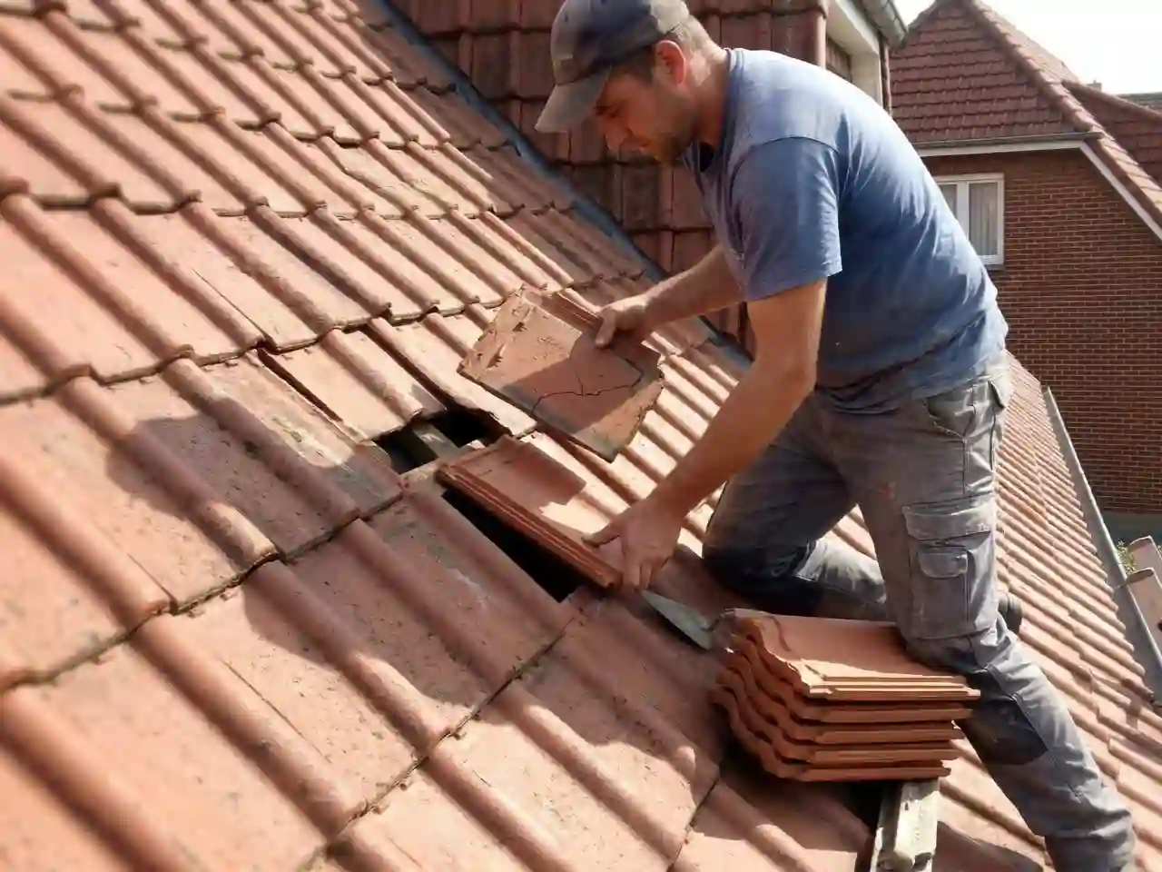 Couvreur au travail à Vierzon